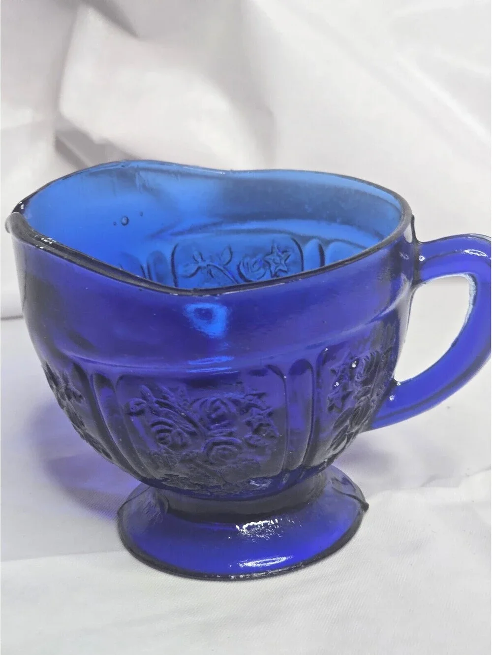 Vintage Cobalt Blue Depression Glass Creamer